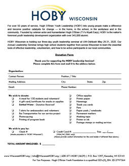HOBY WI Donation Form